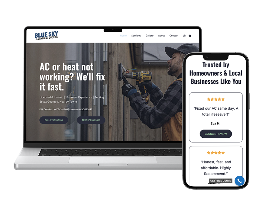 Won Day Website in a Day for Service Businesses, Small Businesses, HVAC, Electricians, Roofers, Plumbers and More